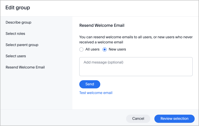 Edit group UIv2 resend email