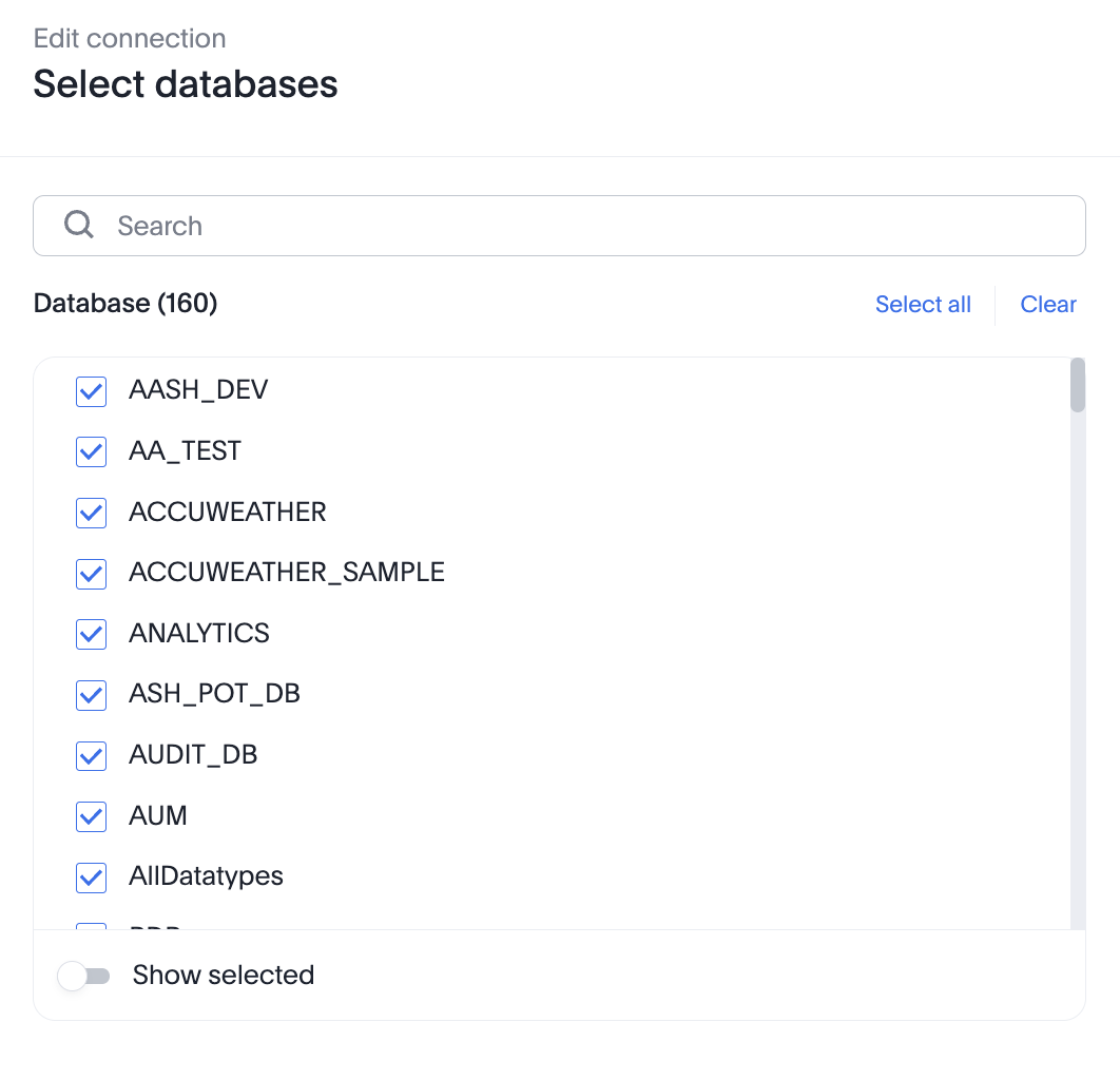 Select tables and columns