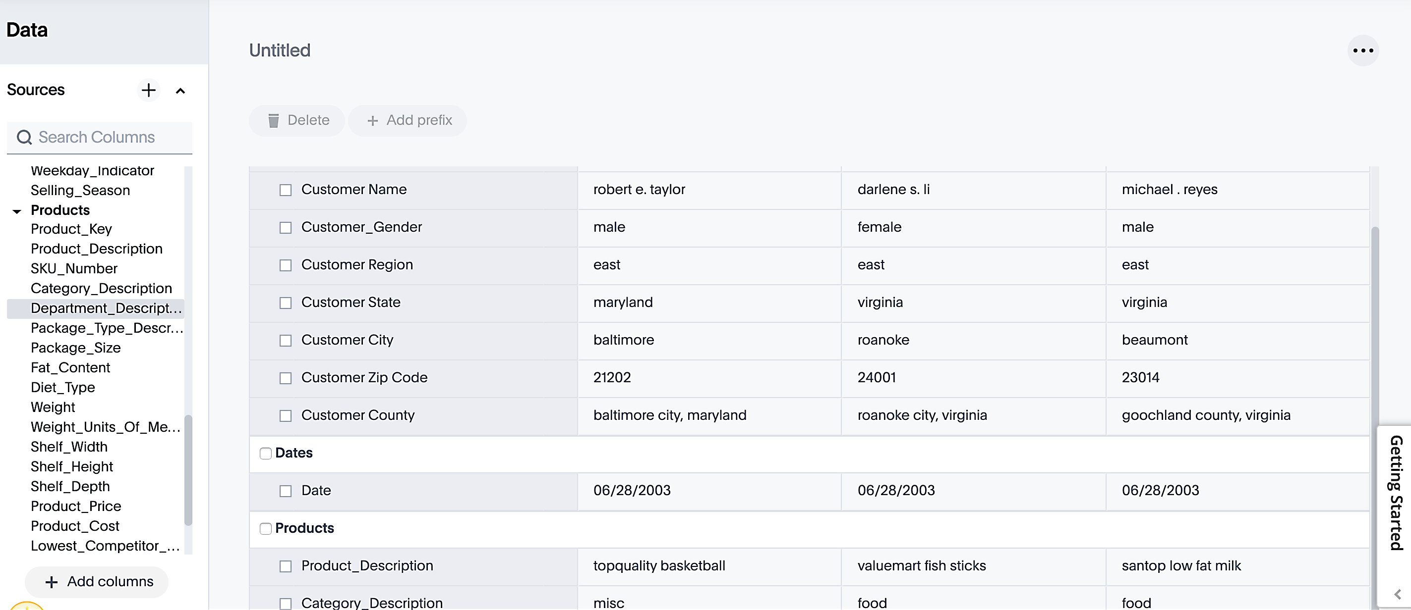 Model in progress with the columns specified earlier in the article